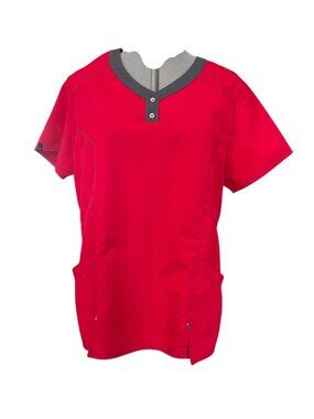 Scrubstar Womens Red V-Neck Scrub Top With Pockets Size L Medical Uniform